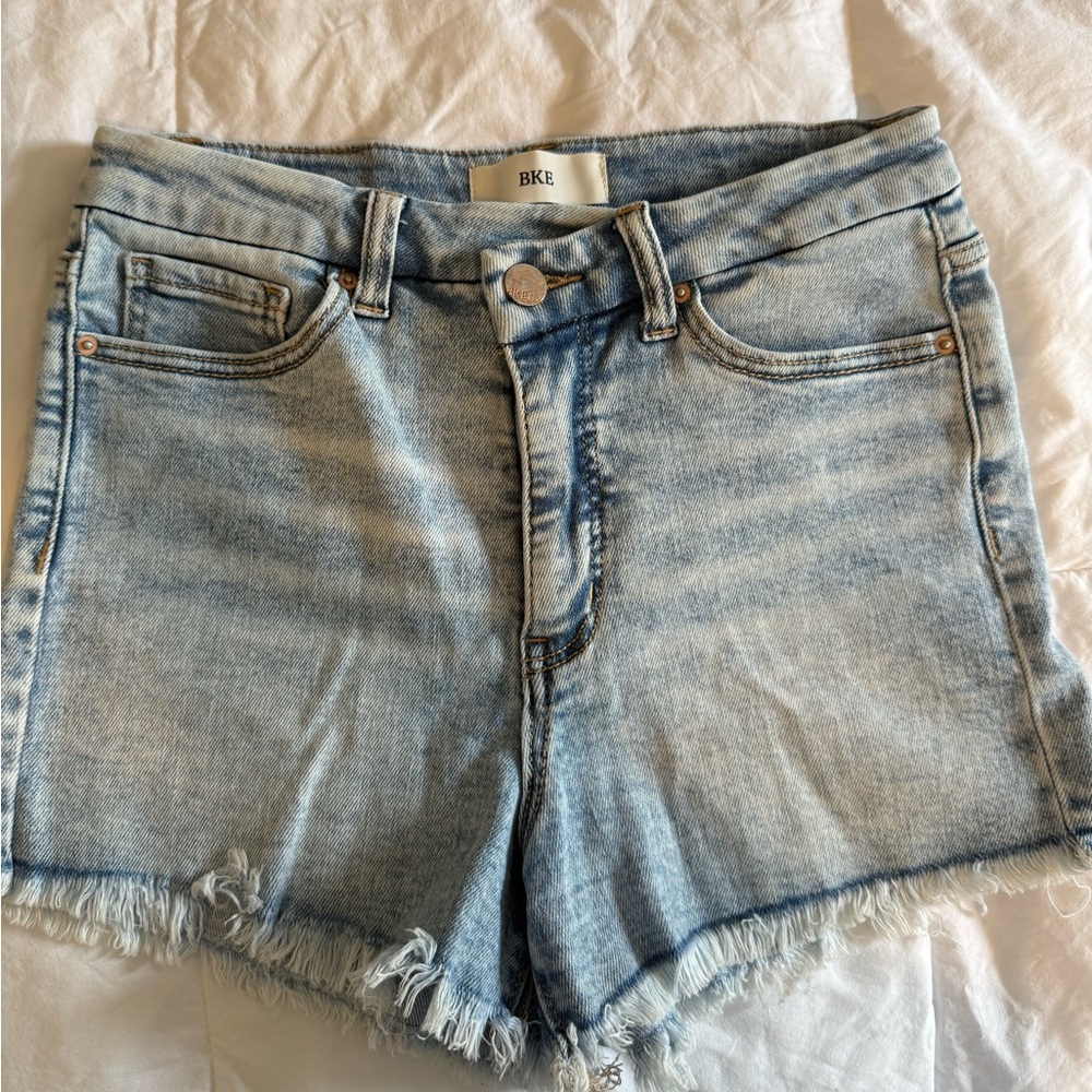 BKE Light Wash Denim Crossover Shorts